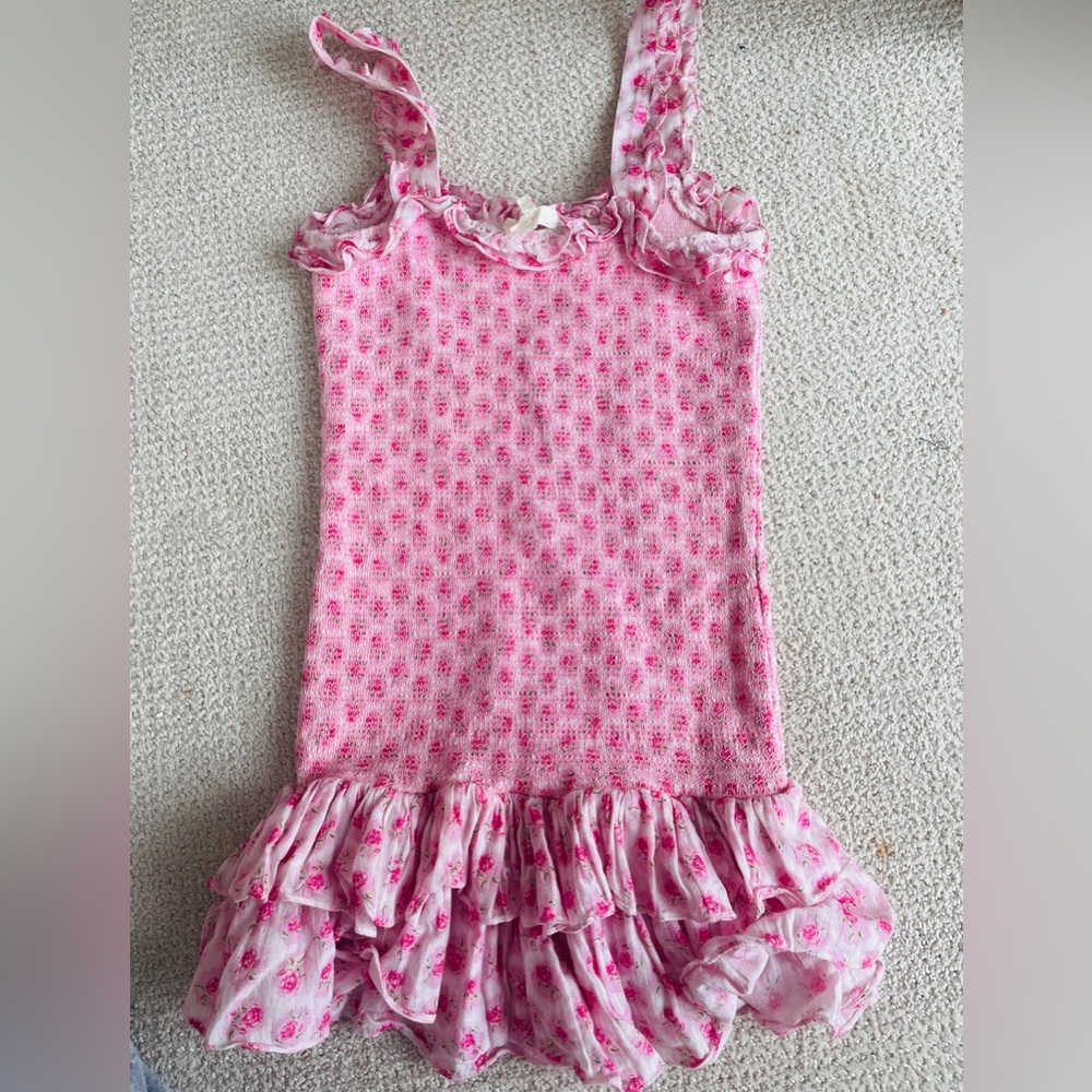 LoveShackFancy Pink Floral Dress